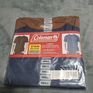 New Coleman Mens Rugged Workwear Short Sleeve Shirts, Sz Small 2 Pack